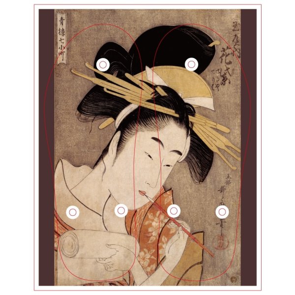 画像2: 青桜七小町 玉屋内花紫 | 喜多川歌麿 21cm 24cm 27cm 3サイズ (2)