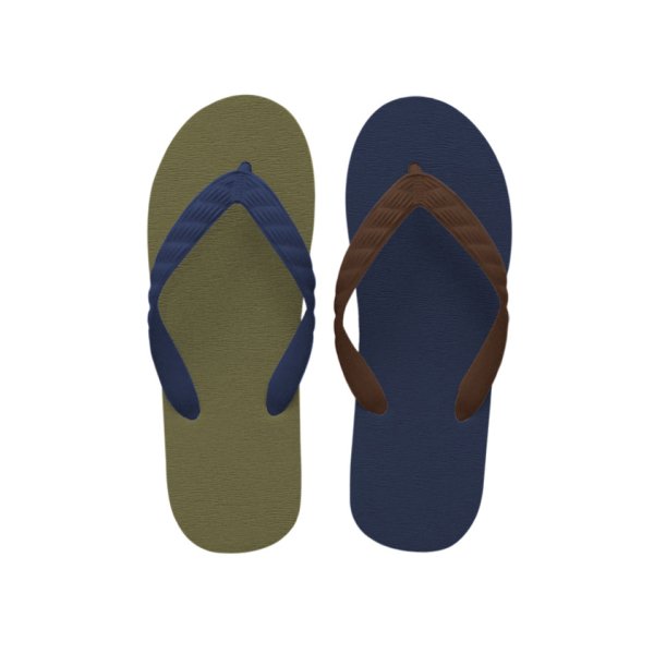 画像1: CRAZY PATTERN｜ネイビーオーク（カーキ×ネイビー）｜日本製 ビーチサンダル TSUKUMO (1)