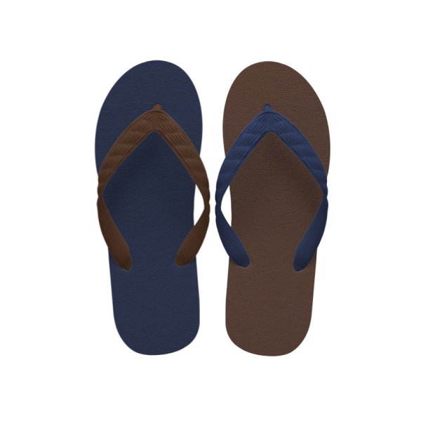 画像1: CRAZY PATTERN｜ブラウンラグーン（ネイビー×ブラウン）｜日本製 ビーチサンダル TSUKUMO (1)