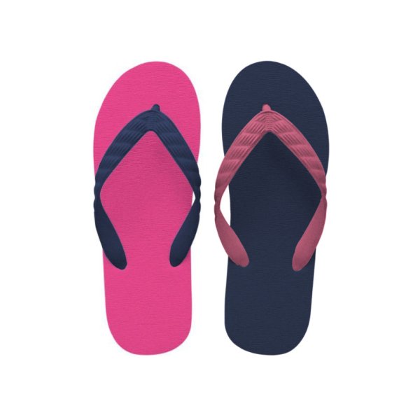 画像1: CRAZY PATTERN｜ネイビーローズ（トロピカルピンク×ネイビー）｜日本製 ビーチサンダル TSUKUMO (1)