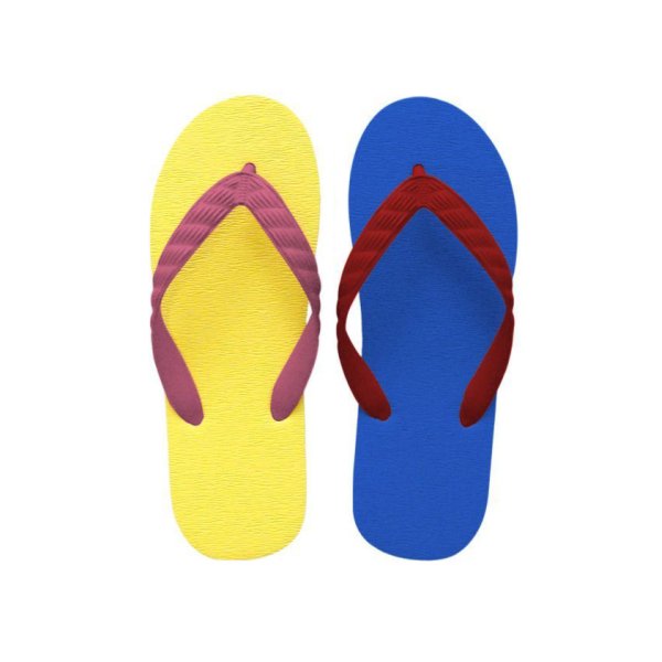 画像1: CRAZY PATTERN｜カラーウェーブ（イエロー×ロイヤルブルー）｜日本製 ビーチサンダル TSUKUMO (1)
